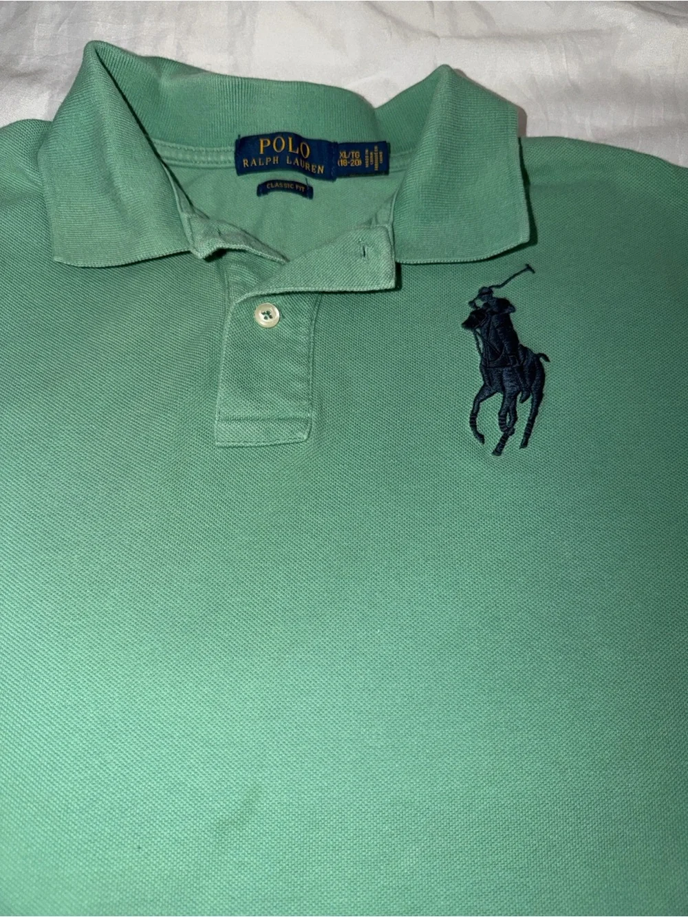 Ralph Lauren Mint Green Polo with Navy Pony Embroidery